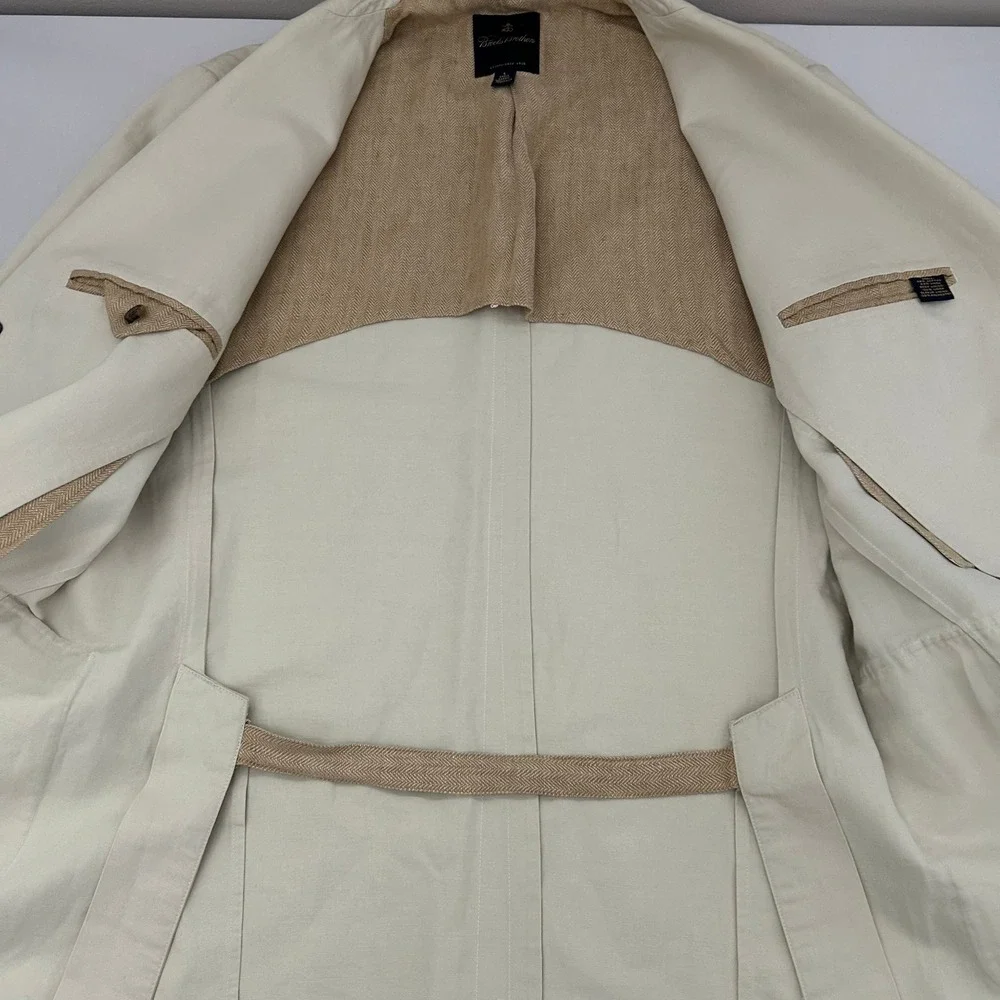 Brooks Brothers Blazer Mens L Cream Linen Blend Lined Jacket Sport Coat Irish - Picture 7 of 13